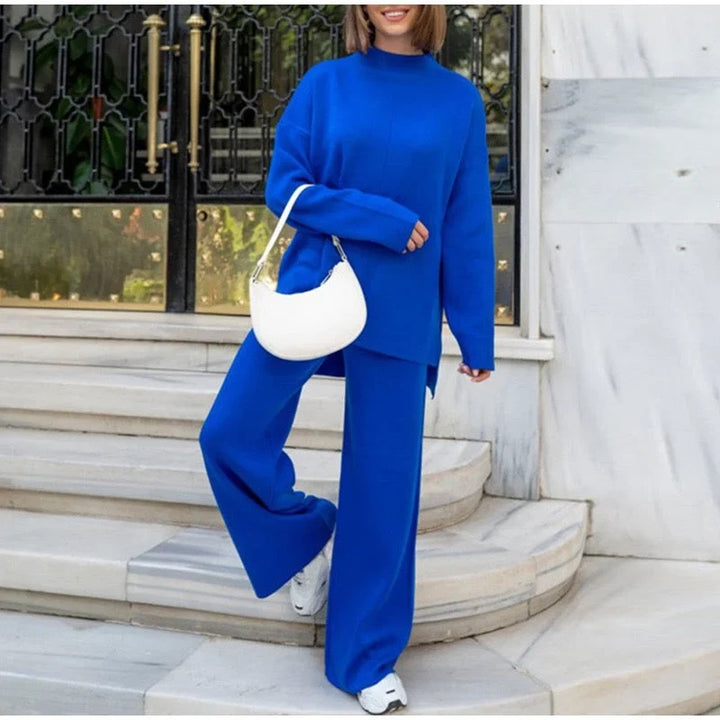 Lucie | Ensemble Maille Pull Col Montant Pantalon Large