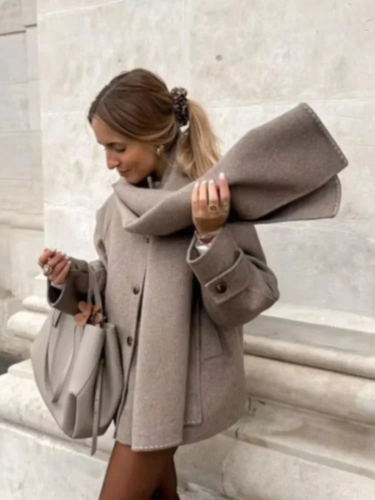 Lucie | Manteau Oversize Beige Femme Boutonné