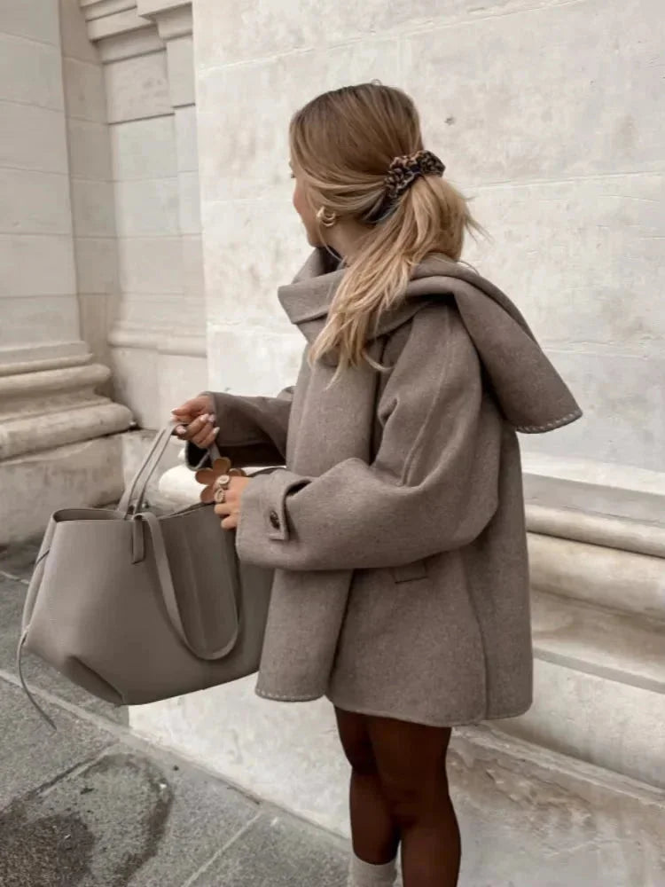 Lucie | Manteau Oversize Beige Femme Boutonné