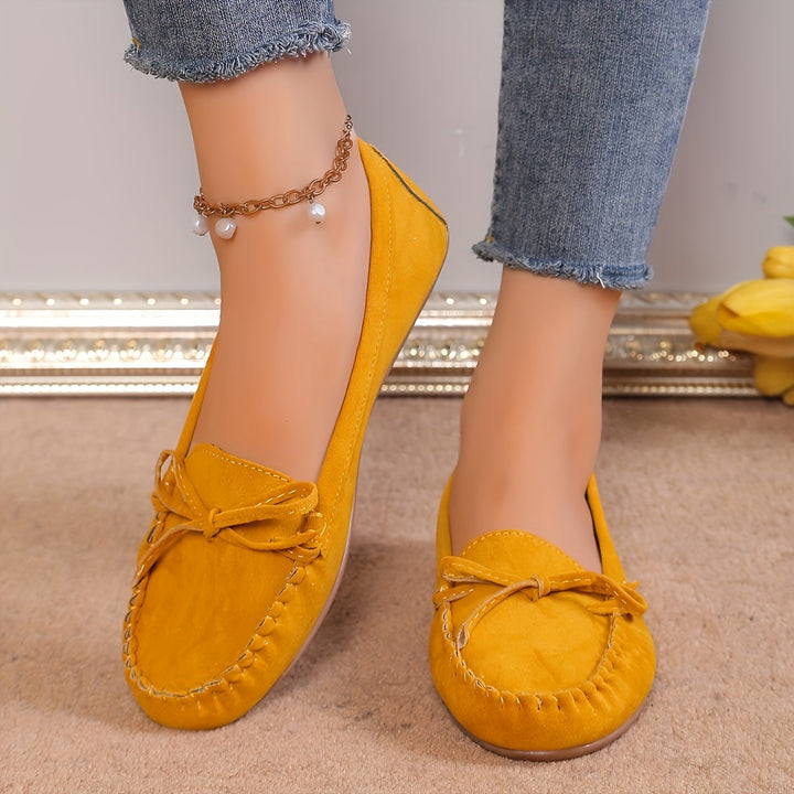 Lucie | Mocassin Femme Suédé à Nœud