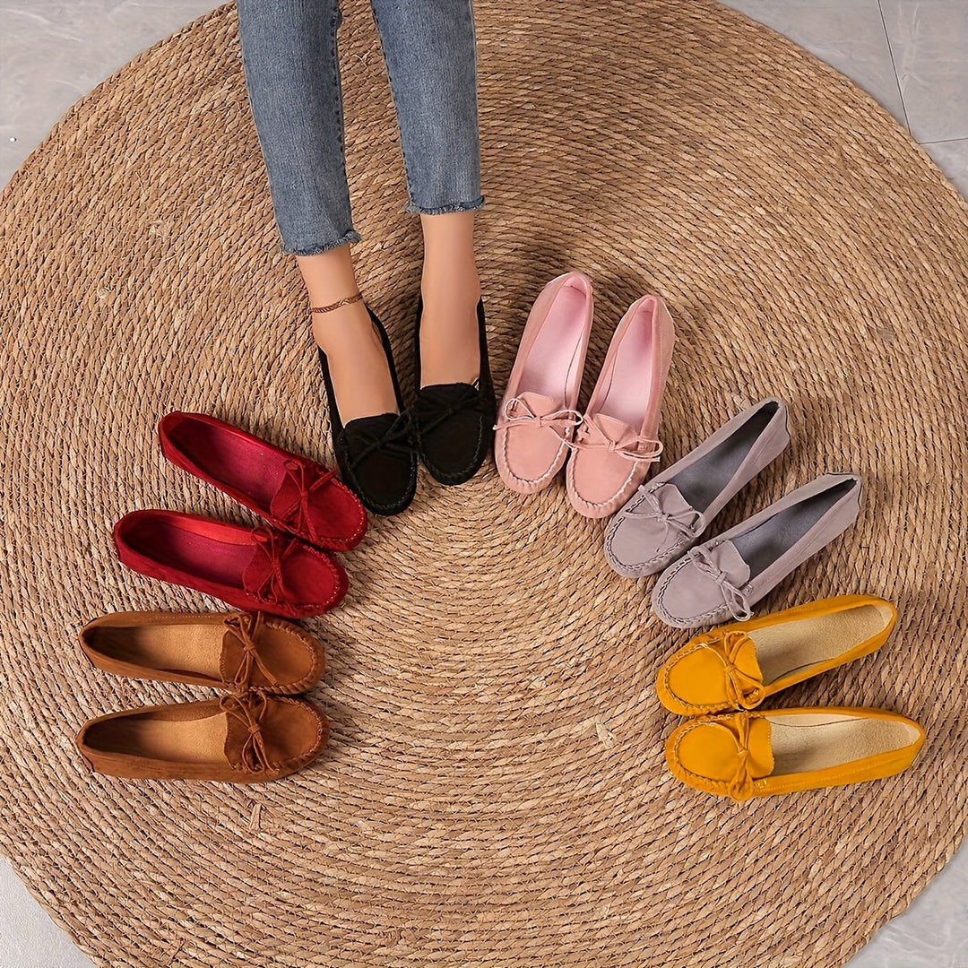 Lucie | Mocassin Femme Suédé à Nœud