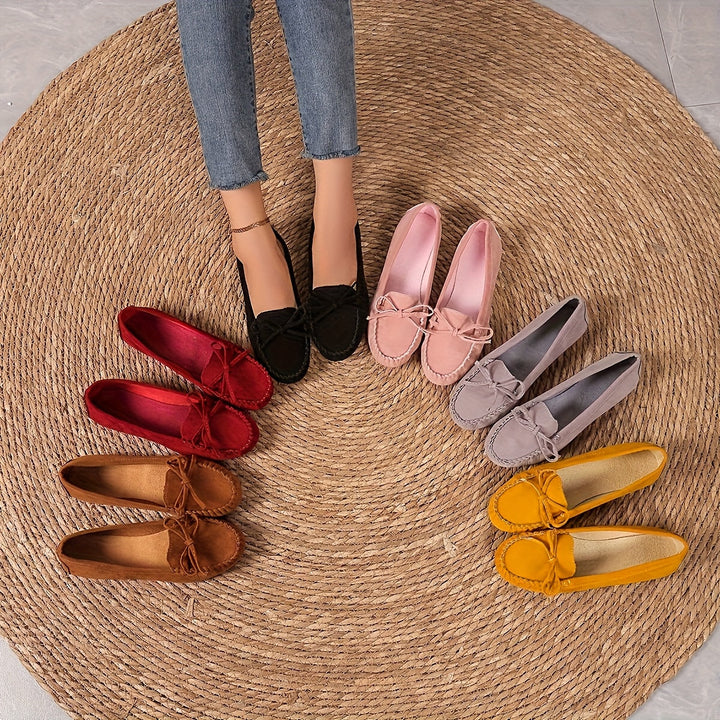Lucie | Mocassin Femme Suédé à Nœud