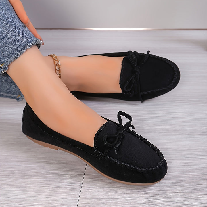 Lucie | Mocassin Femme Suédé à Nœud