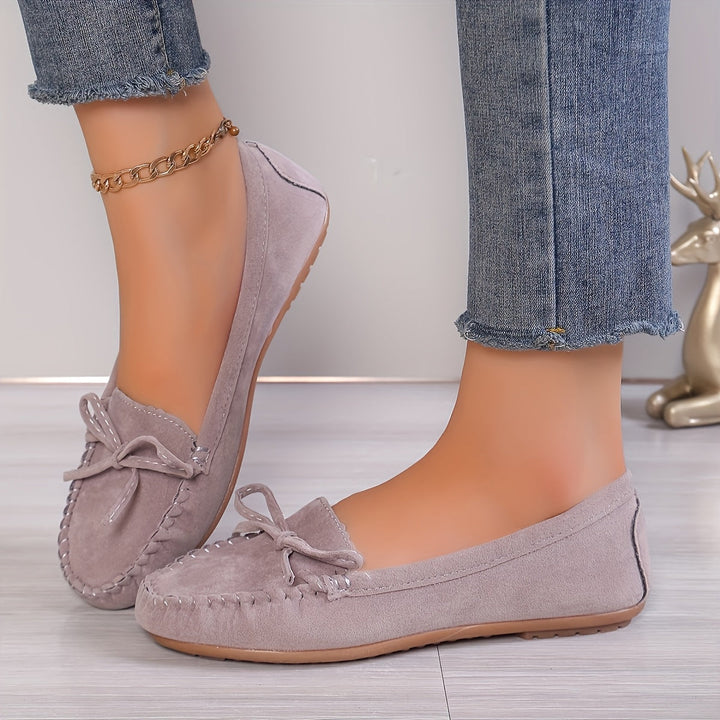 Lucie | Mocassin Femme Suédé à Nœud