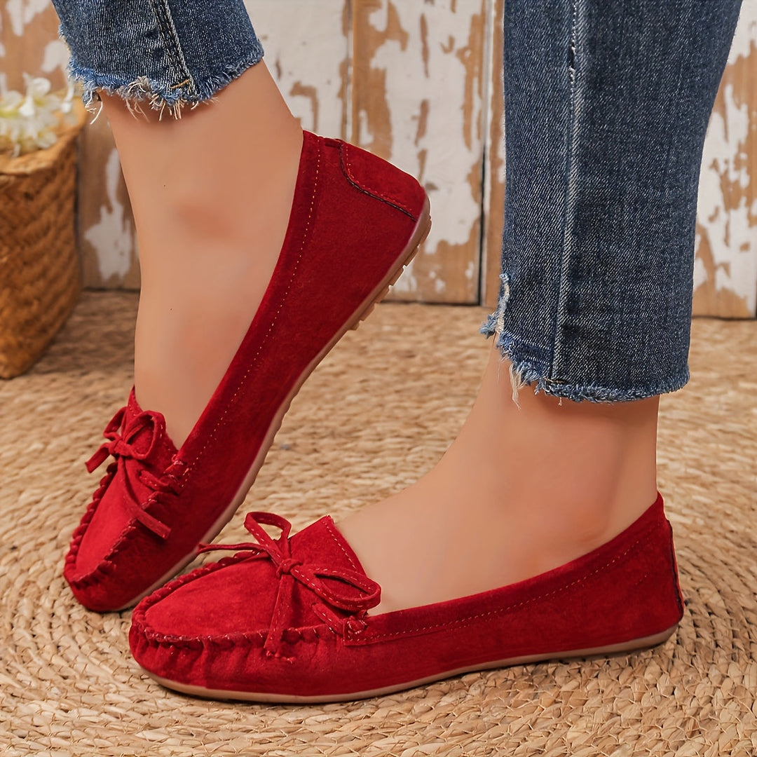 Lucie | Mocassin Femme Suédé à Nœud