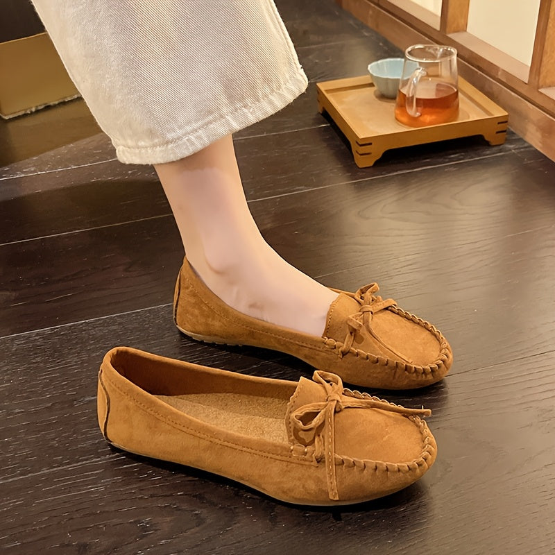 Lucie | Mocassin Femme Suédé à Nœud