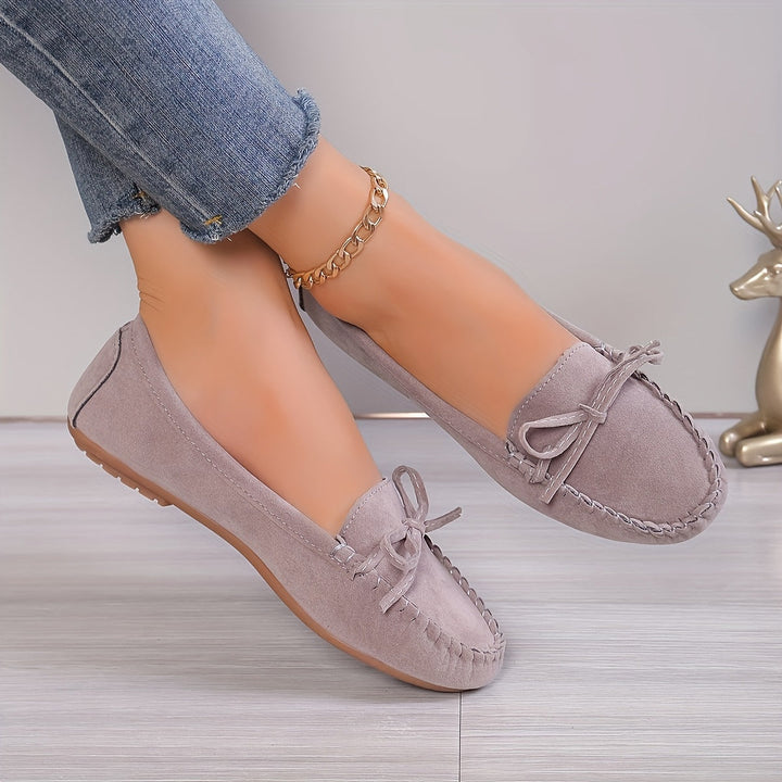 Lucie | Mocassin Femme Suédé à Nœud