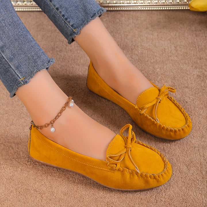 Lucie | Mocassin Femme Suédé à Nœud