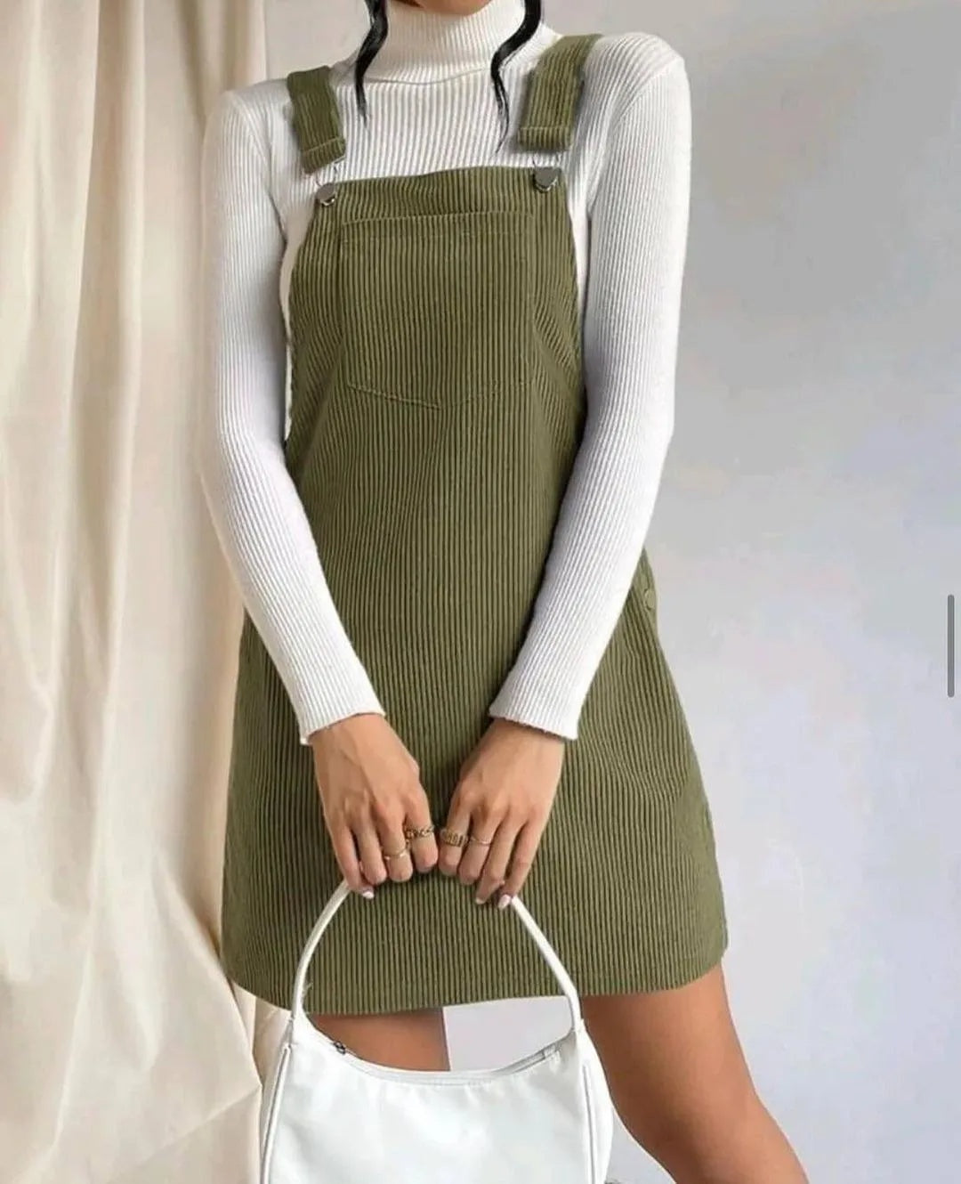Lucie | Robe Chasuble Velours Côtelé Camel Femme