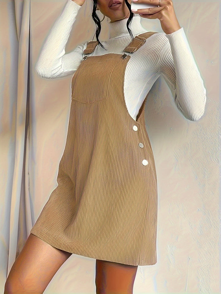 Lucie | Robe Chasuble Velours Côtelé Camel Femme