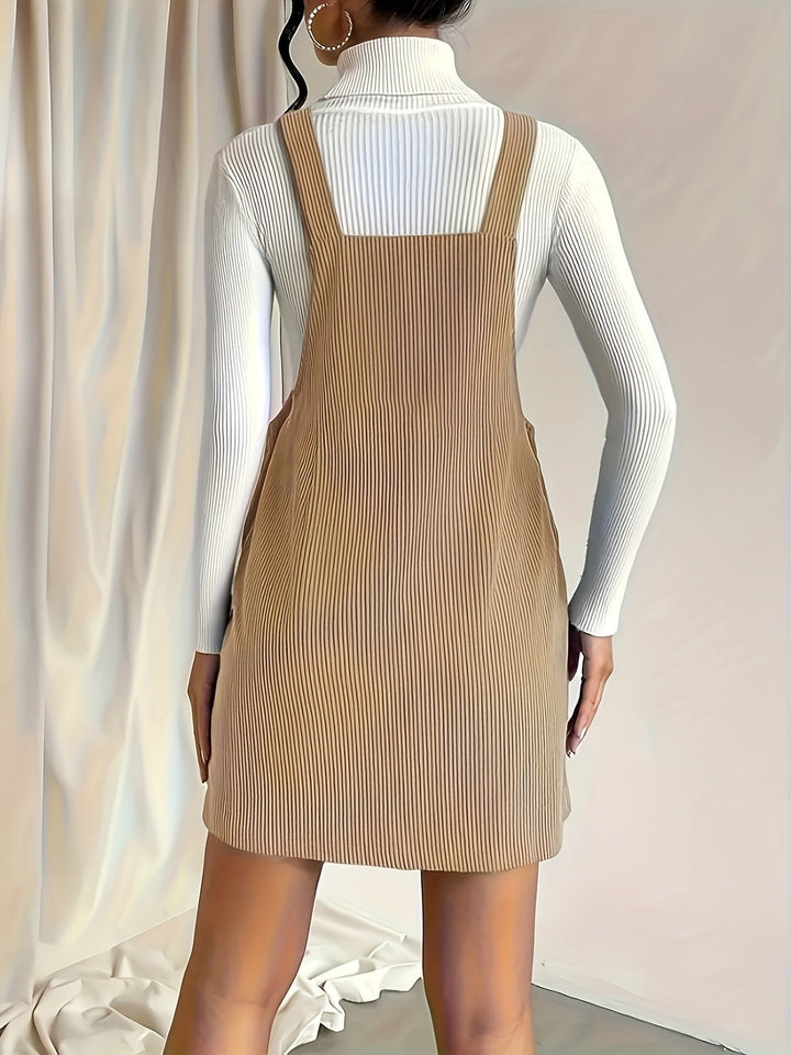 Lucie | Robe Chasuble Velours Côtelé Camel Femme