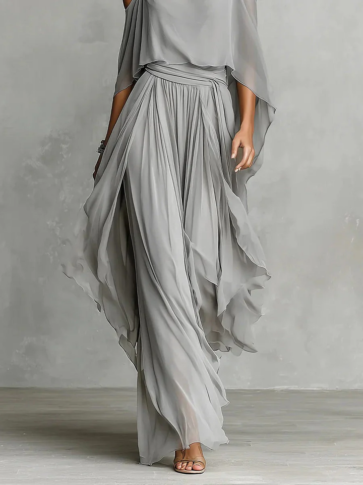Lucie | Robe de Soirée Maxi Fluide Épaules Dénudées