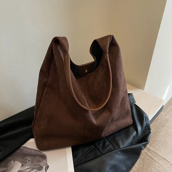 Lucie | Sac Épaule en Daim Beige Femme