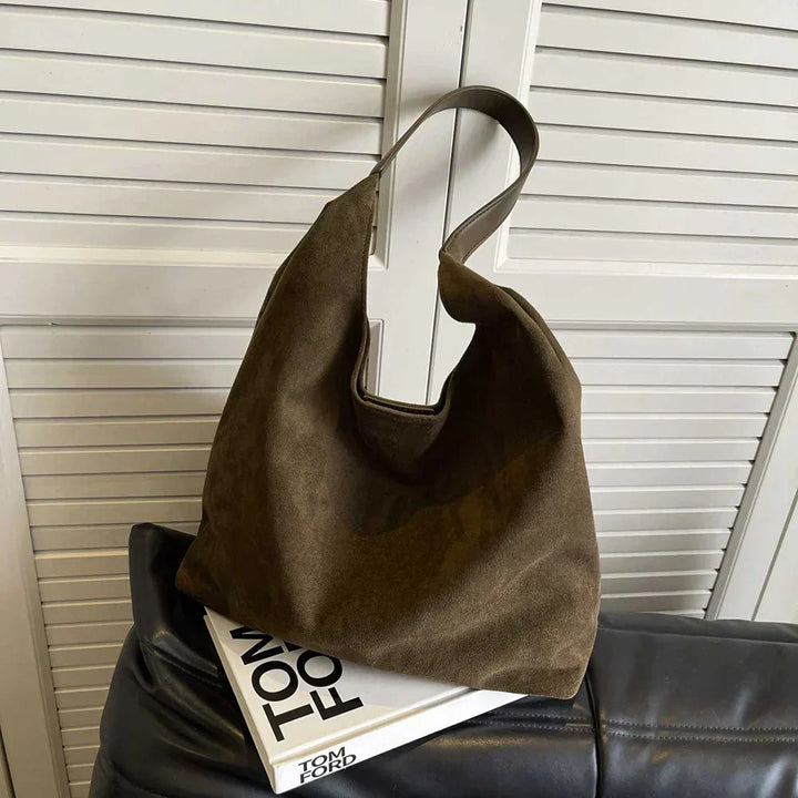 Lucie | Sac Épaule en Daim Beige Femme
