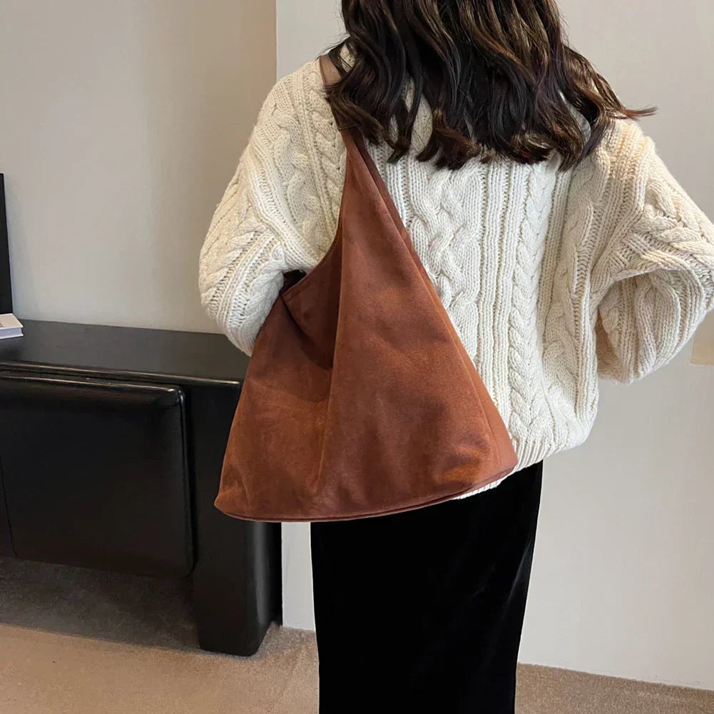 Lucie | Sac Épaule en Daim Beige Femme