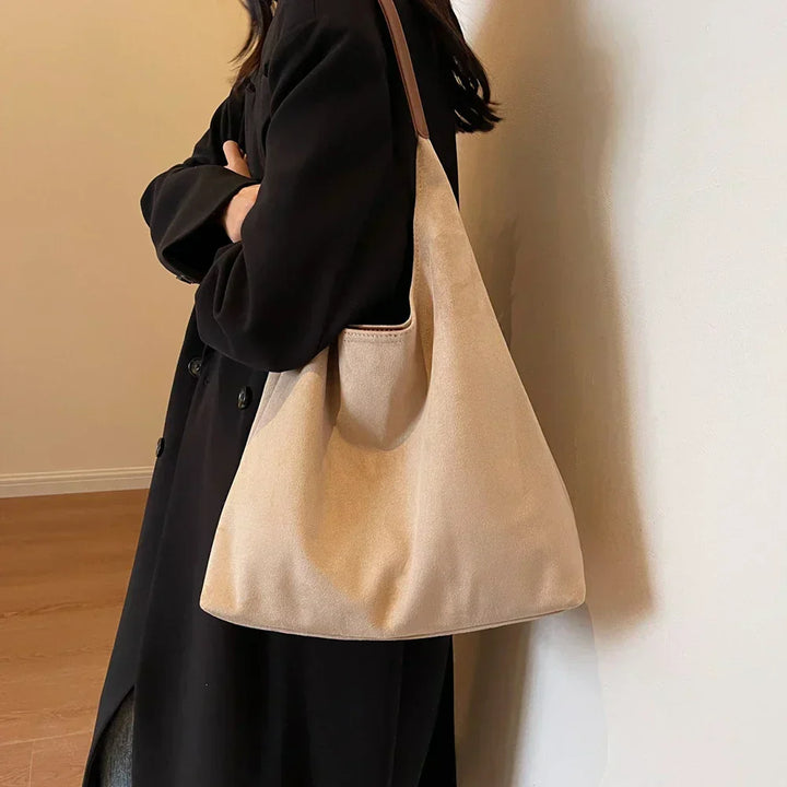 Lucie | Sac Épaule en Daim Beige Femme