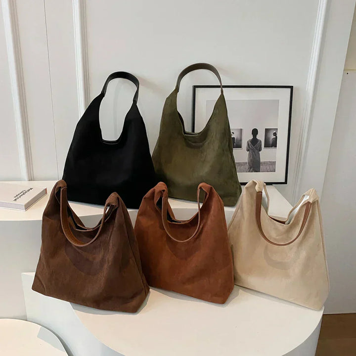 Lucie | Sac Épaule en Daim Beige Femme