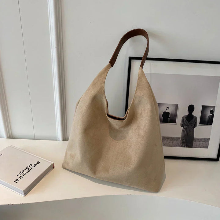 Lucie | Sac Épaule en Daim Beige Femme