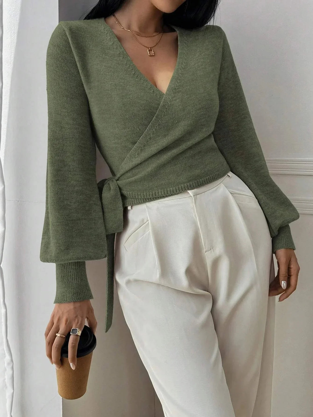 Manon | Pull Cache-Coeur Femme Maille Manches Longues