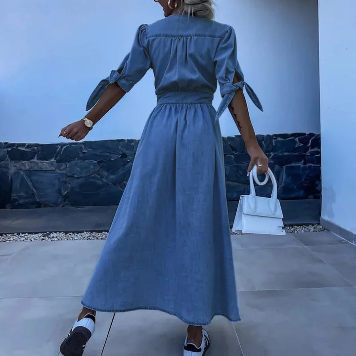 Manon | Robe Femme Denim Boutonnée Fente Midi