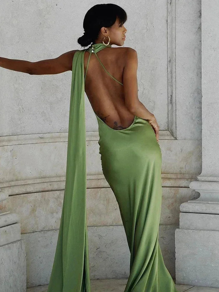 Manon | Robe de Soirée Longue Jaune Halter