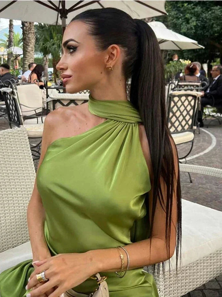 Manon | Robe de Soirée Longue Jaune Halter