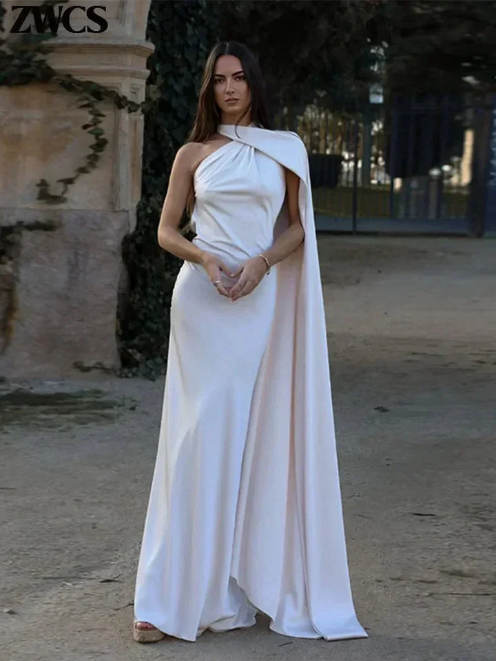 Manon | Robe de Soirée Longue Jaune Halter