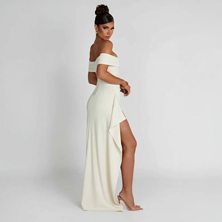 Manon | Robe de Soirée Maxi Fente Épaules Nues