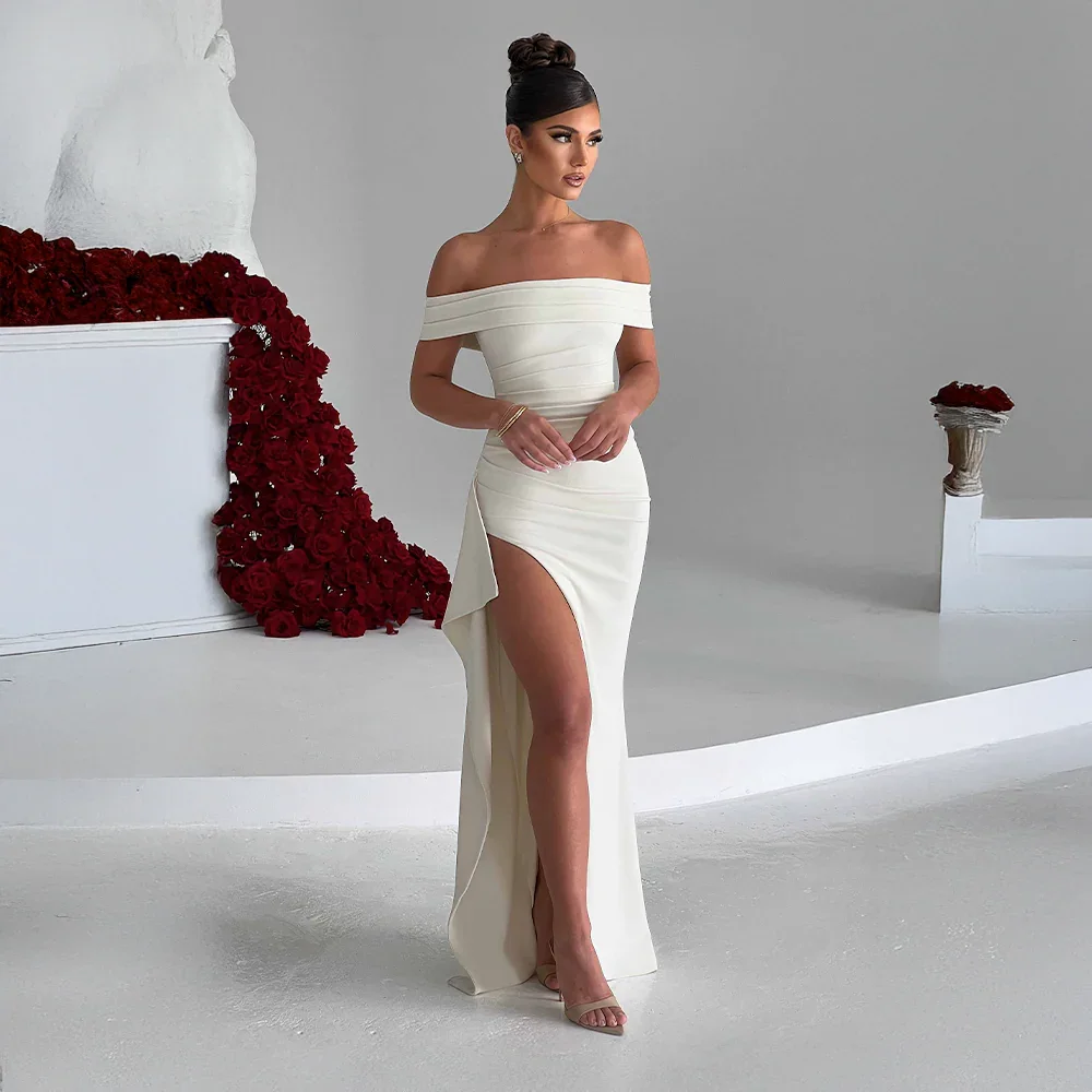 Manon | Robe de Soirée Maxi Fente Épaules Nues
