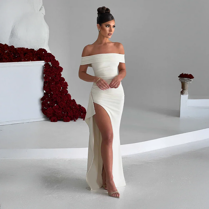 Manon | Robe de Soirée Maxi Fente Épaules Nues