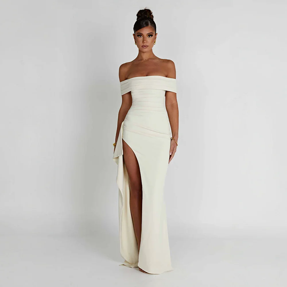 Manon | Robe de Soirée Maxi Fente Épaules Nues