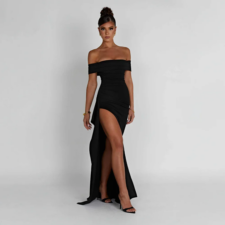 Manon | Robe de Soirée Maxi Fente Épaules Nues