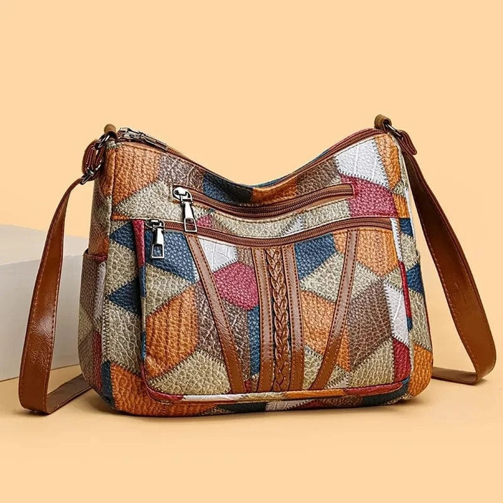 Manon | Sac Bandoulière Zippé Cuir Patchwork Femme