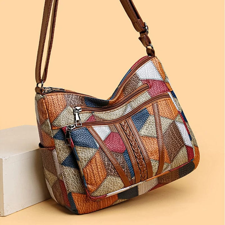 Manon | Sac Bandoulière Zippé Cuir Patchwork Femme