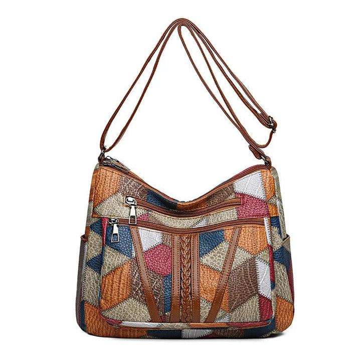 Manon | Sac Bandoulière Zippé Cuir Patchwork Femme