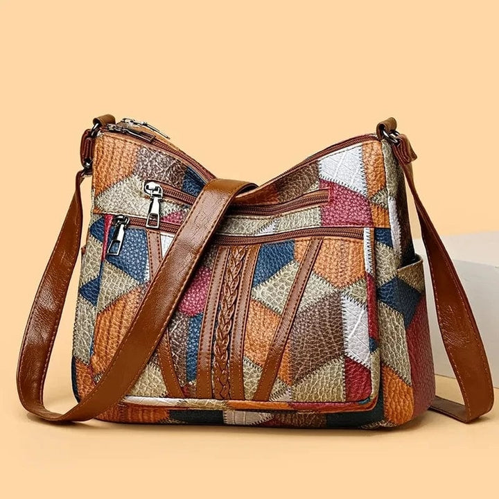 Manon | Sac Bandoulière Zippé Cuir Patchwork Femme