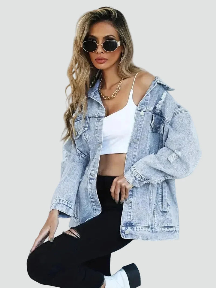 Manon | Veste en Jean Délavée Oversize Femme