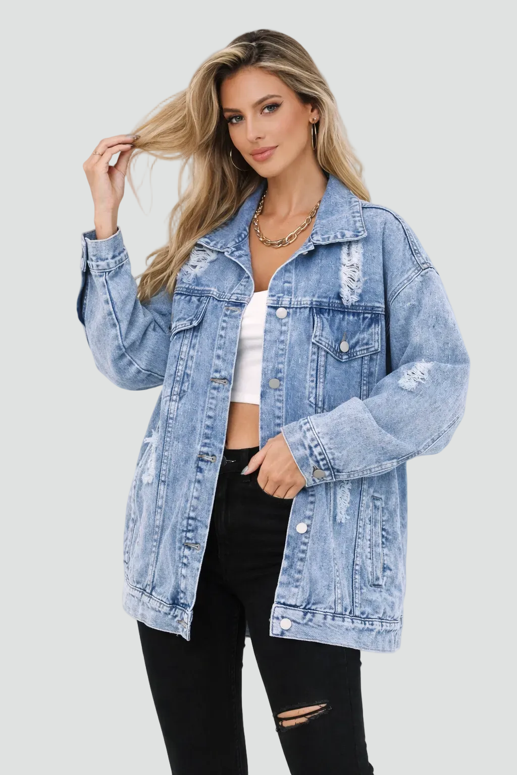 Manon | Veste en Jean Délavée Oversize Femme