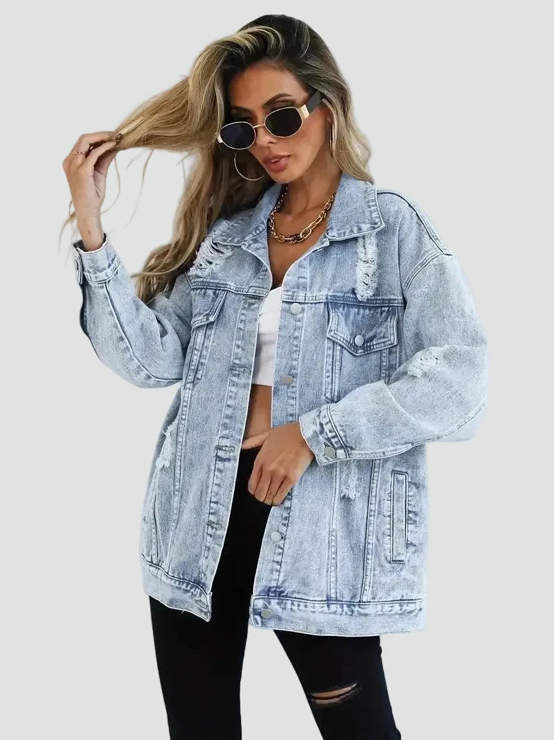 Manon | Veste en Jean Délavée Oversize Femme