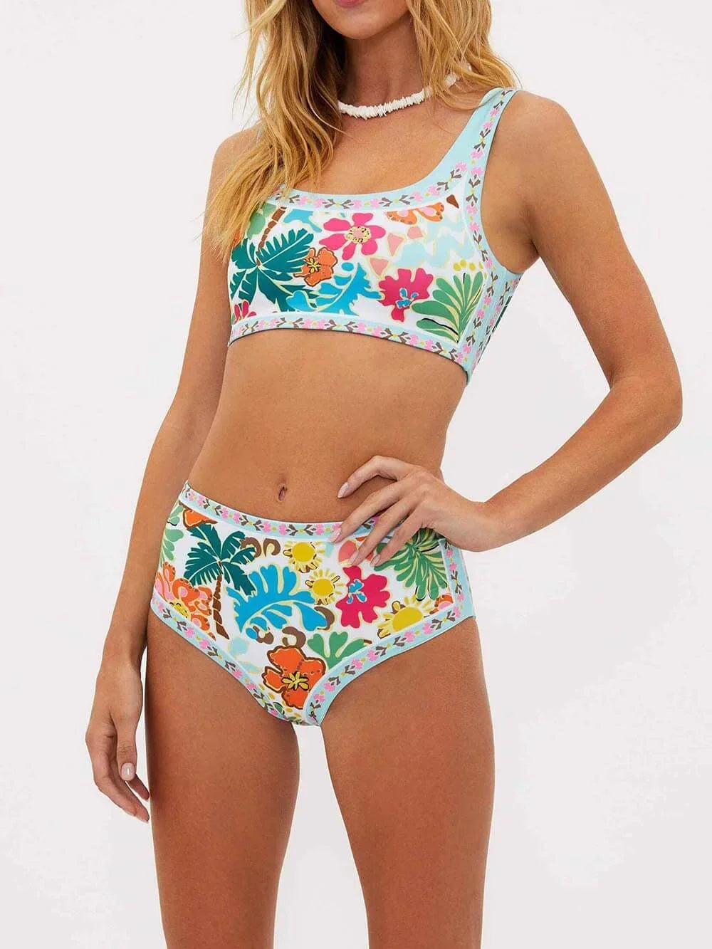 Margot | Bikini Deux Pièces Fleuri Taille Haute