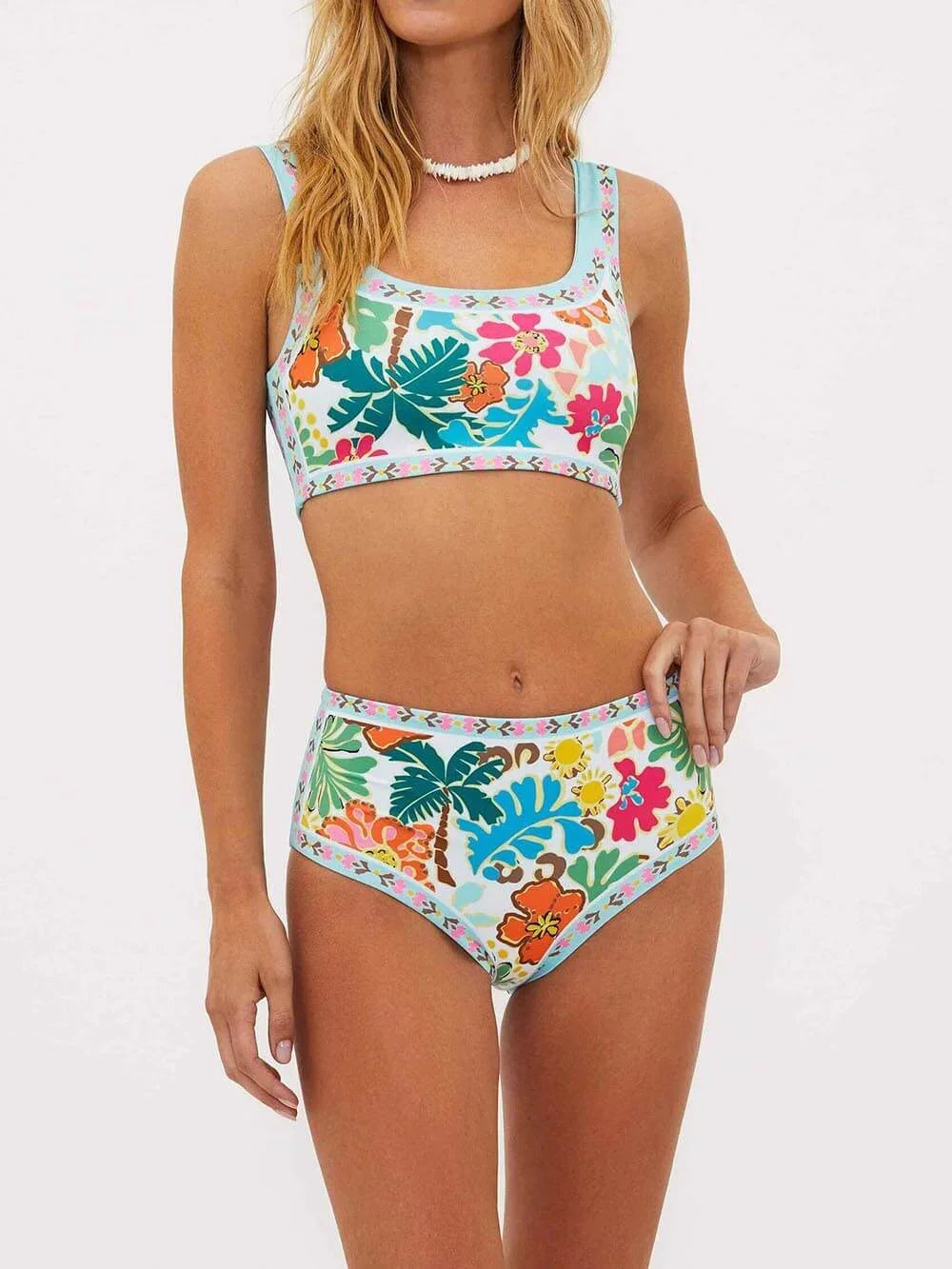 Margot | Bikini Deux Pièces Fleuri Taille Haute