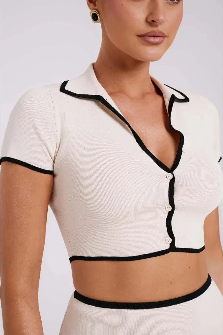 Margot | Ensemble Jupe Mini Femme Maille Bicolore
