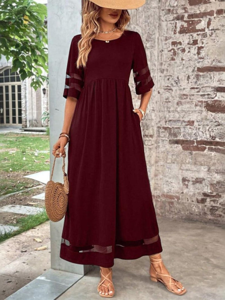 Margot | Robe Maxi Femme Noire Empiècements Résille