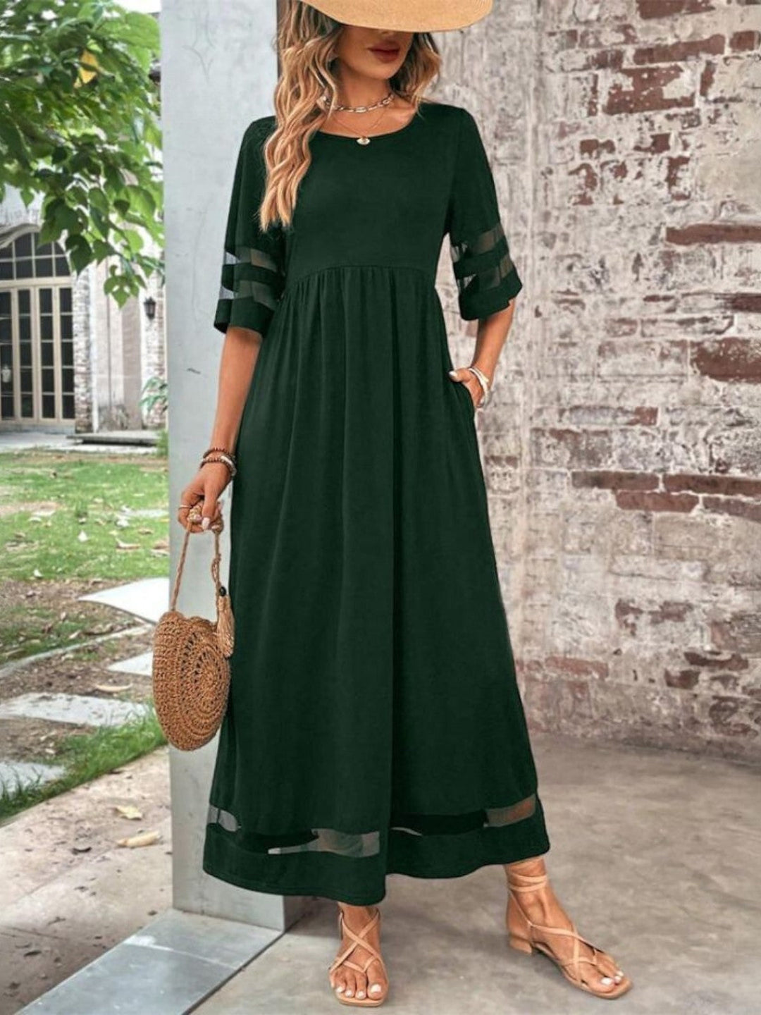 Margot | Robe Maxi Femme Noire Empiècements Résille