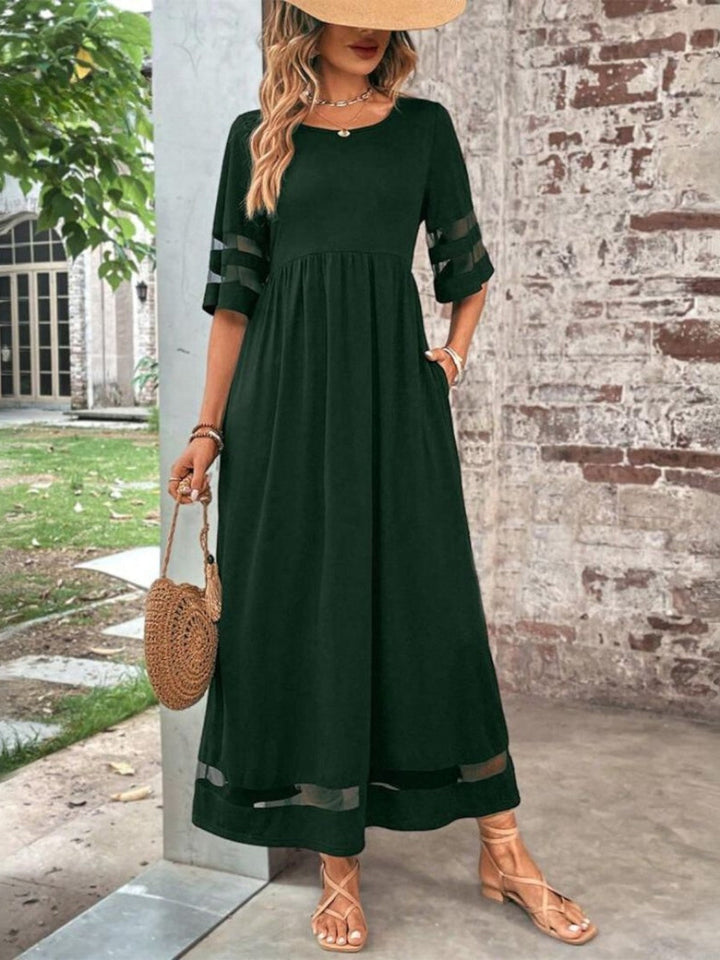 Margot | Robe Maxi Femme Noire Empiècements Résille