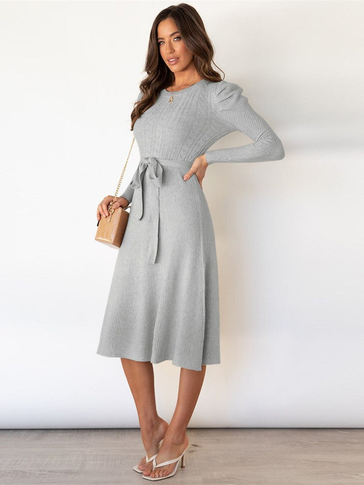 Margot | Robe Midi Maille Torsadée Manches Longues