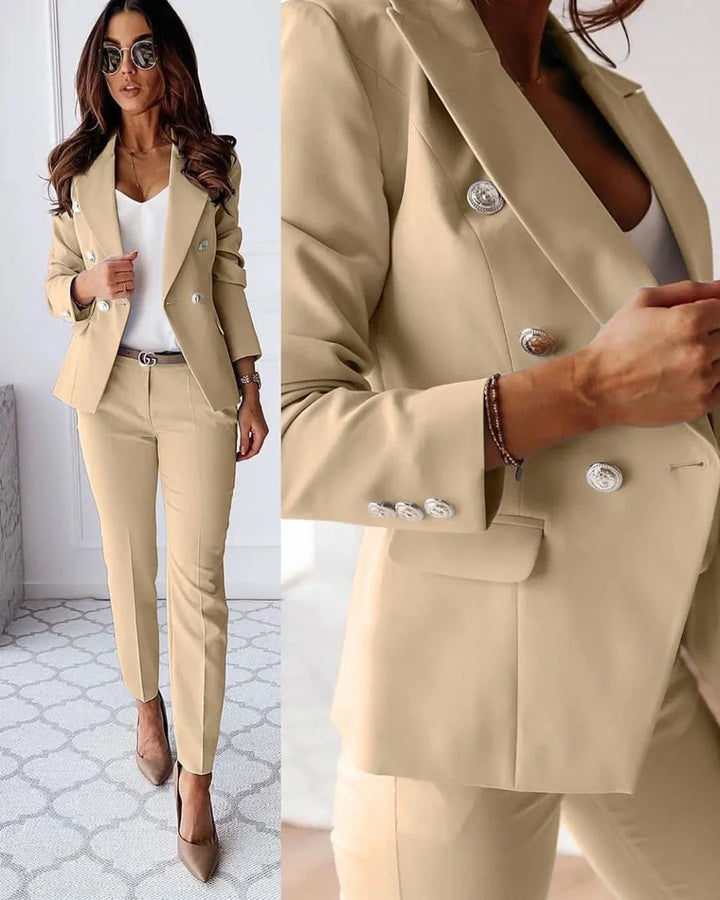 Margot | Tailleur Pantalon Noir Femme Blazer Croisé