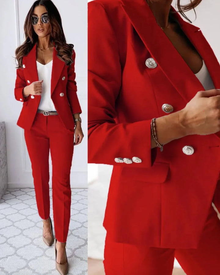 Margot | Tailleur Pantalon Noir Femme Blazer Croisé