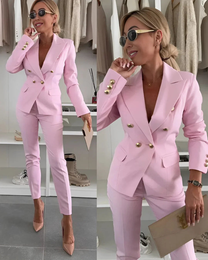 Margot | Tailleur Pantalon Noir Femme Blazer Croisé