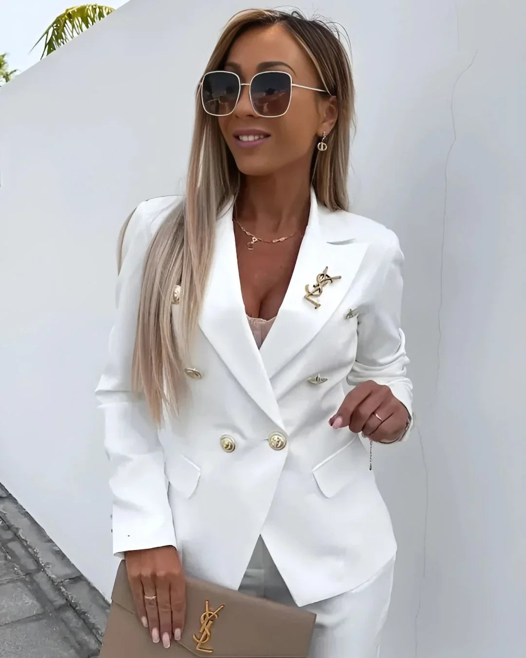 Margot | Tailleur Pantalon Noir Femme Blazer Croisé